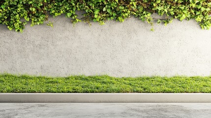 Naklejka premium Greenery Against a Textured Concrete Wall