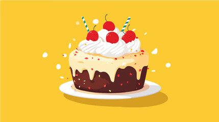 Flat illustration cake. Cooking. Dessert.