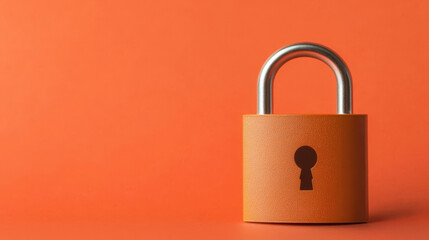 Fototapeta premium A vibrant orange padlock against a matching background, symbolizing security and protection.