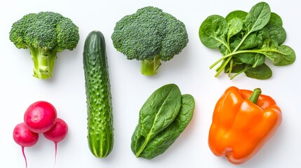 Fresh and colorful vegetables, a celebration of healthy eating on white background