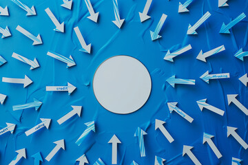 A background with arrows pointing towards the center, symbolizing focus and direction in business