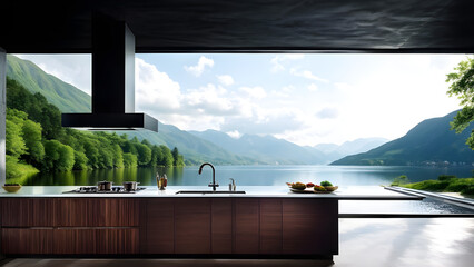 view from the window,kitchen,generative ao