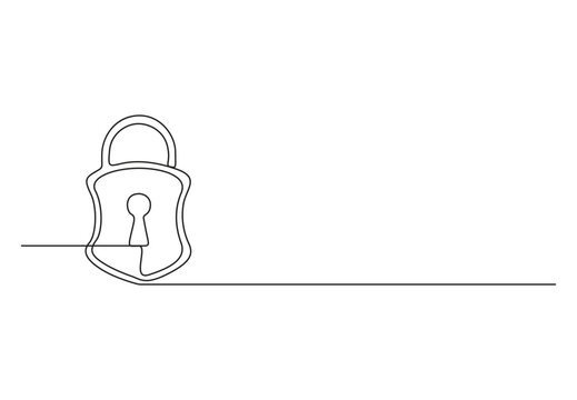 recommend clip art: Continuous one line drawing of a padlock. Single line art padlock. Security, safety, protection concept. Vector illustration 