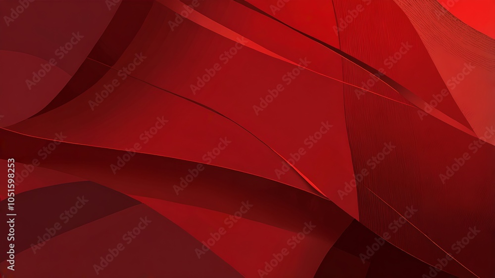 Poster abstract red background with flowing, curved lines and gradients.