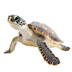 Obraz premium Sea Turtle Isolated on a White Background for Educational and Conservation Use