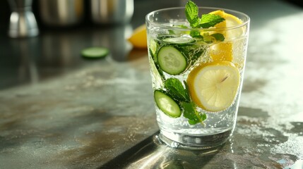 detox water with lemon and cucumber