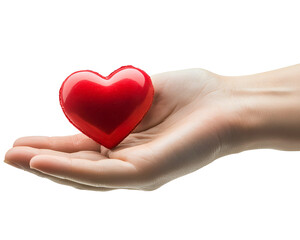 Obraz premium hand holding red heart isolated on white background