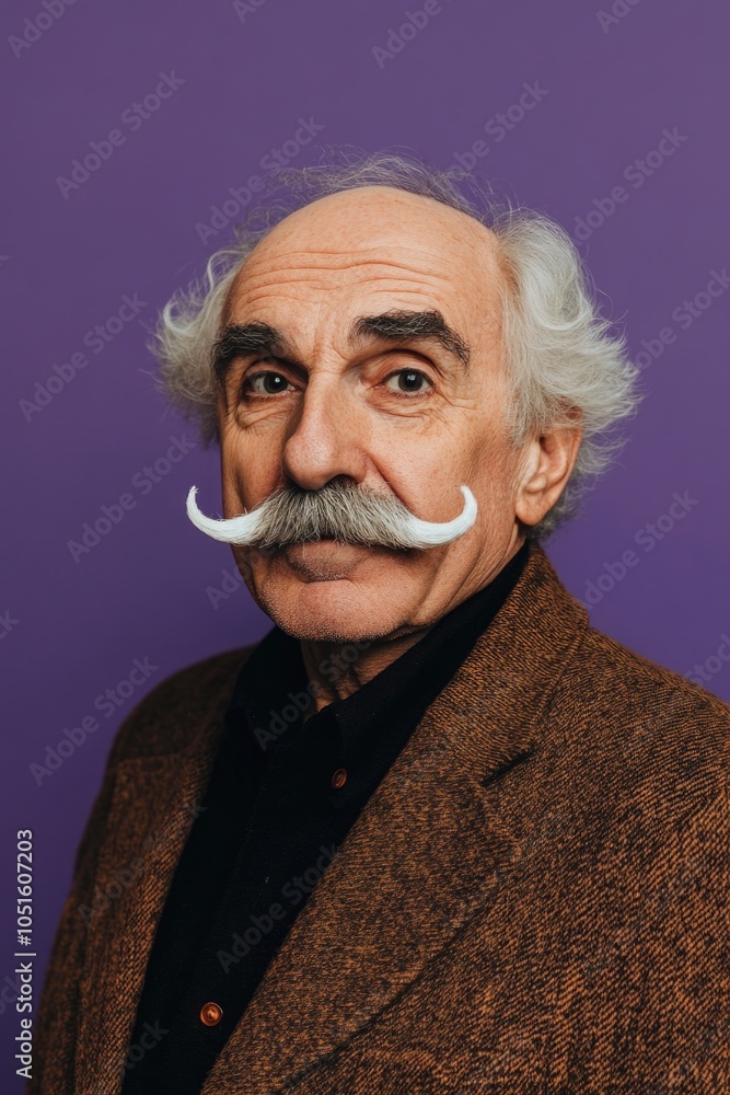 Aufkleber A formal gentleman with a distinctive mustache and a suit jacket, suitable for business or formal events