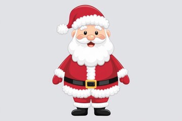 A cartoon Santa Claus in a red suit with a white beard