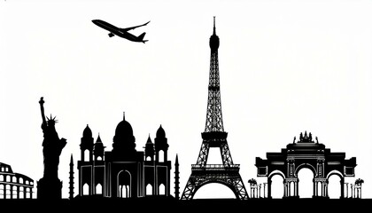 Obraz premium World landmark building silhouettes