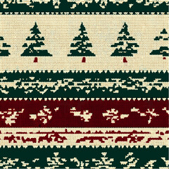 Cozy Christmas Knit Pattern with Trees and Snowflakes - Festive Holiday Background Design