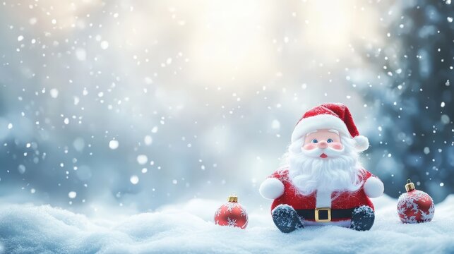 Jolly santa claus embraces the magic of christmas in a snowy wonderland festive