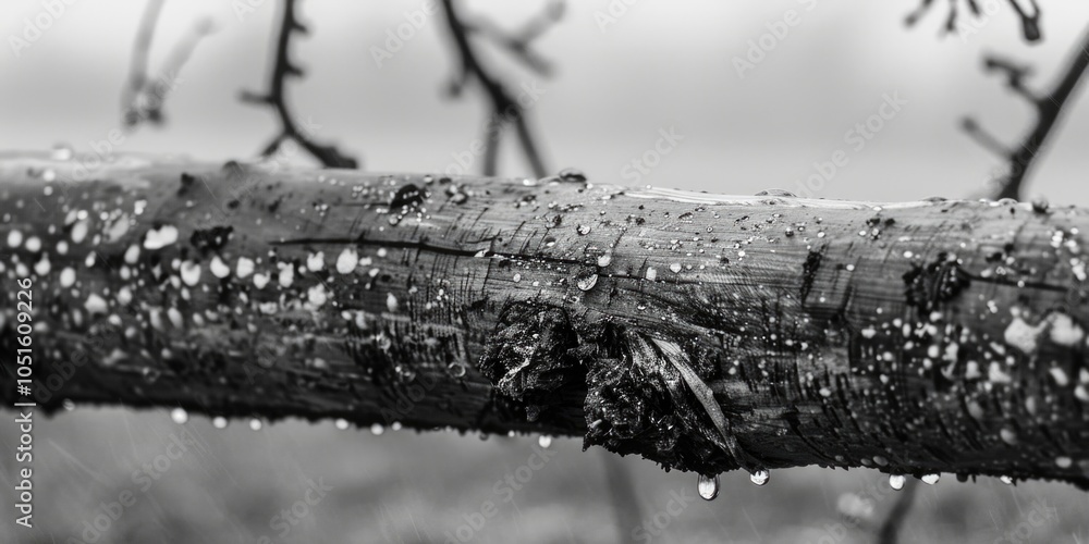 Poster A simple, yet striking image of a tree branch in black and white, perfect for use as a decorative element or to add texture to your design