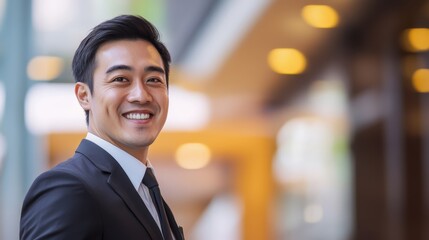 Obraz premium Confident and approachable, portrait of a man in suit with genuine smile