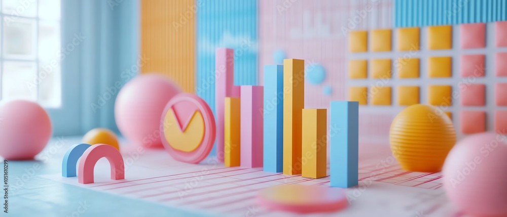 Leinwandbilder eyecatching 3d data visualization featuring colorful graphs and charts, perfect for presentations an