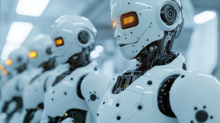 Fototapeta premium Futuristic Robots in a High-Tech Environment