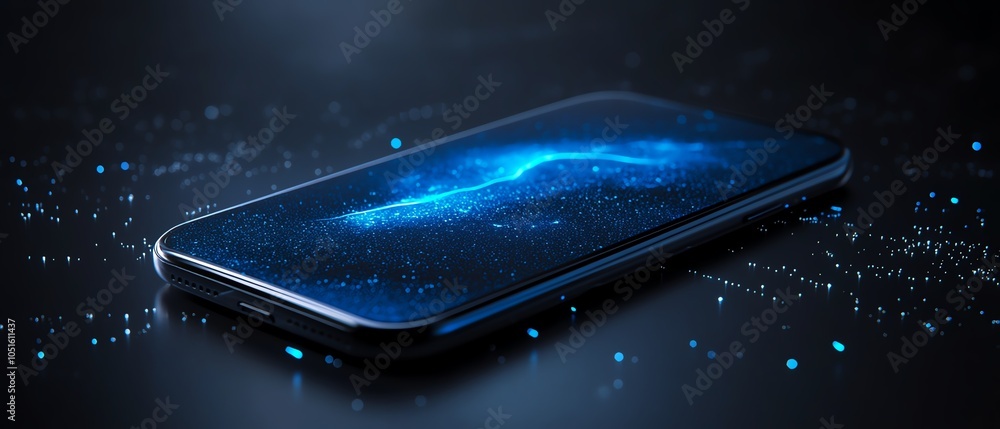 Poster Professional 3D mockup showcasing a blank dark backdrop with ample space for text, adorned with digital blue user icons and dynamic lines