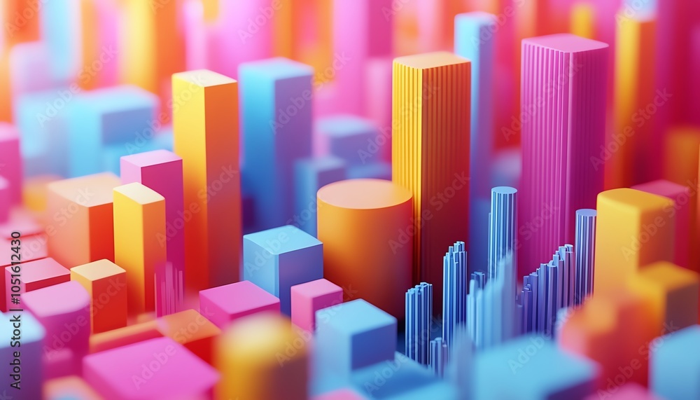 Poster Stylish 3D rendering of data visualization with eyecatching graphs and charts, designed to simplify data interpretation and enhance engagement