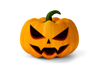 Glowing Halloween Pumpkin isolated on white background. 3D illustration.