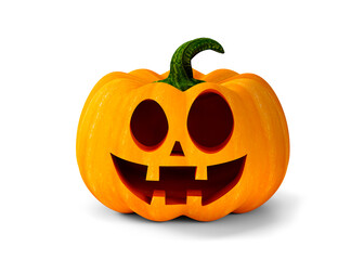 Glowing Halloween Pumpkin isolated on white background. 3D illustration.
