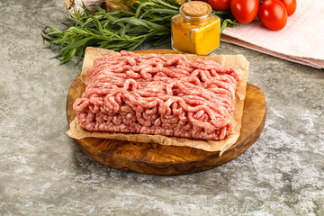 Raw uncooked red minced meat