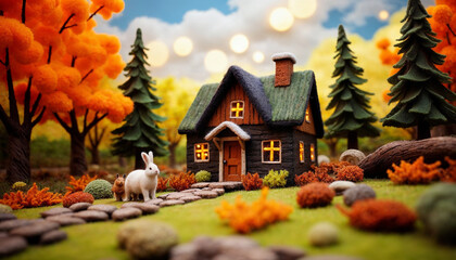 charming wooden house  in forest