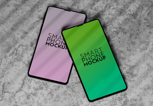 Dual Smartphone Mockup &ndash; Concrete Background