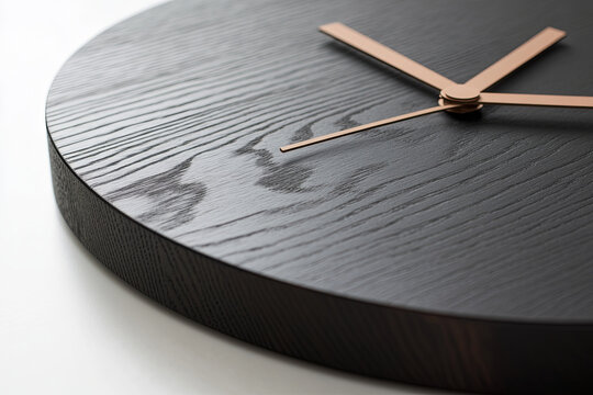 Stylish wall clock with a minimalist design on a white backdrop