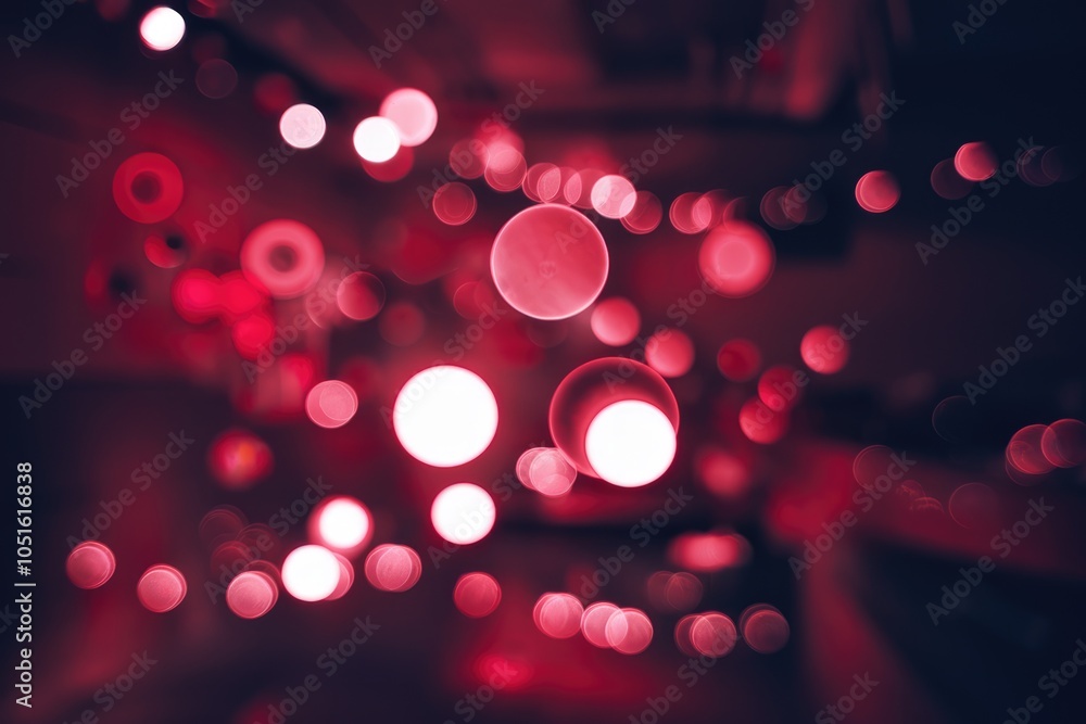 Poster abstract red and white bokeh lights blur background.