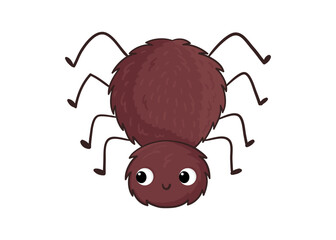 Cute spider on a white background. Vector illustration with insect in cartoon style.