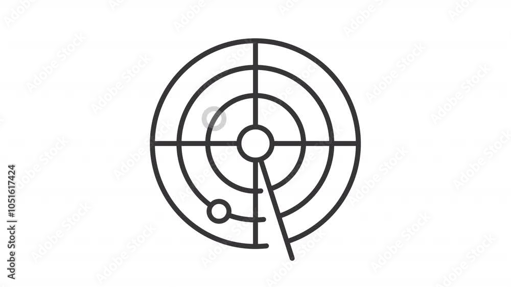 Poster animated radar icon. tracking objects line animation. radar map. navigation tool. sonar system. air 