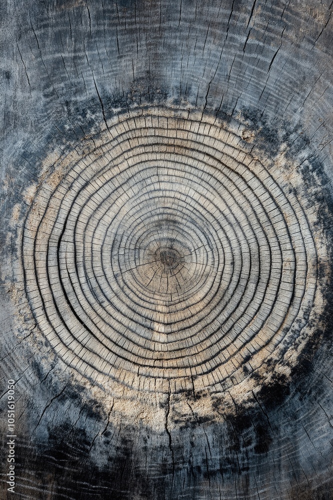 Poster a detailed view of a wooden surface featuring a circular design