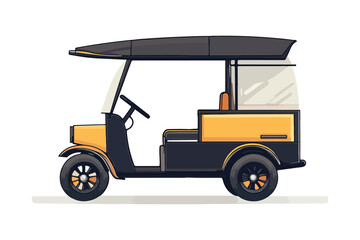 Fototapeta premium Flat Vector Icon of Indian Auto Rickshaw in Yellow and Black Color Scheme