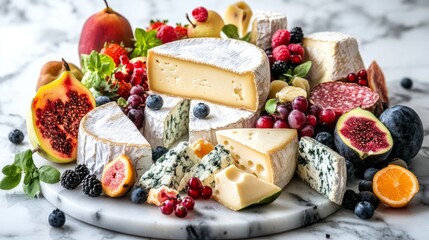 types of cheese on wooden board