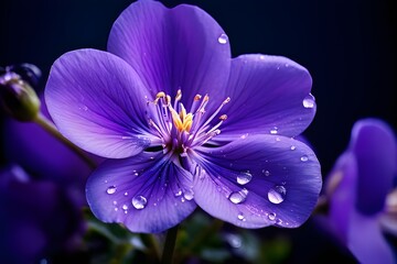 Macro shot of a violet (Viola odorata), focusing on the deep purple petals