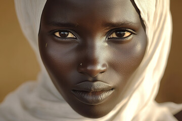 Portrait of a Sudanese woman in traditional tobe, Sudan