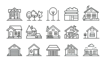 Set of line icons related to real estate, Mortgages, Moving, New Location