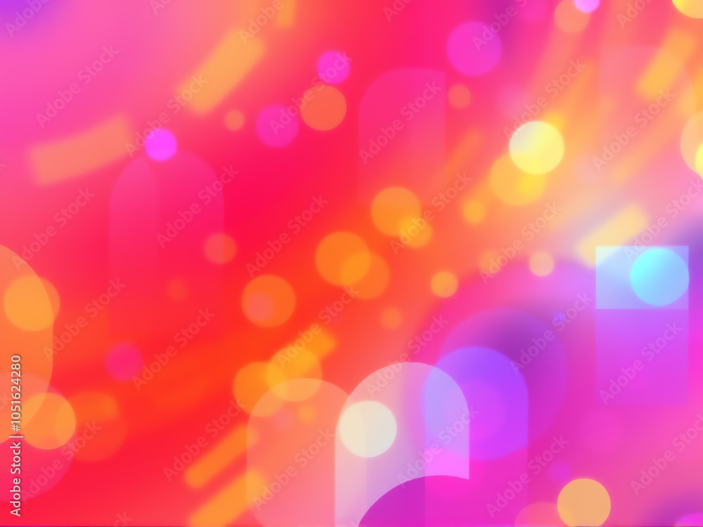 Poster colorful abstract background with vibrant patterns and bright bokeh effects in warm tones