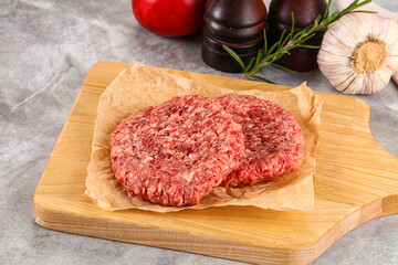Raw round beef cutlet minced meat