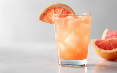 Refreshing Grapefruit Juice Cocktail in a Glass with Ice