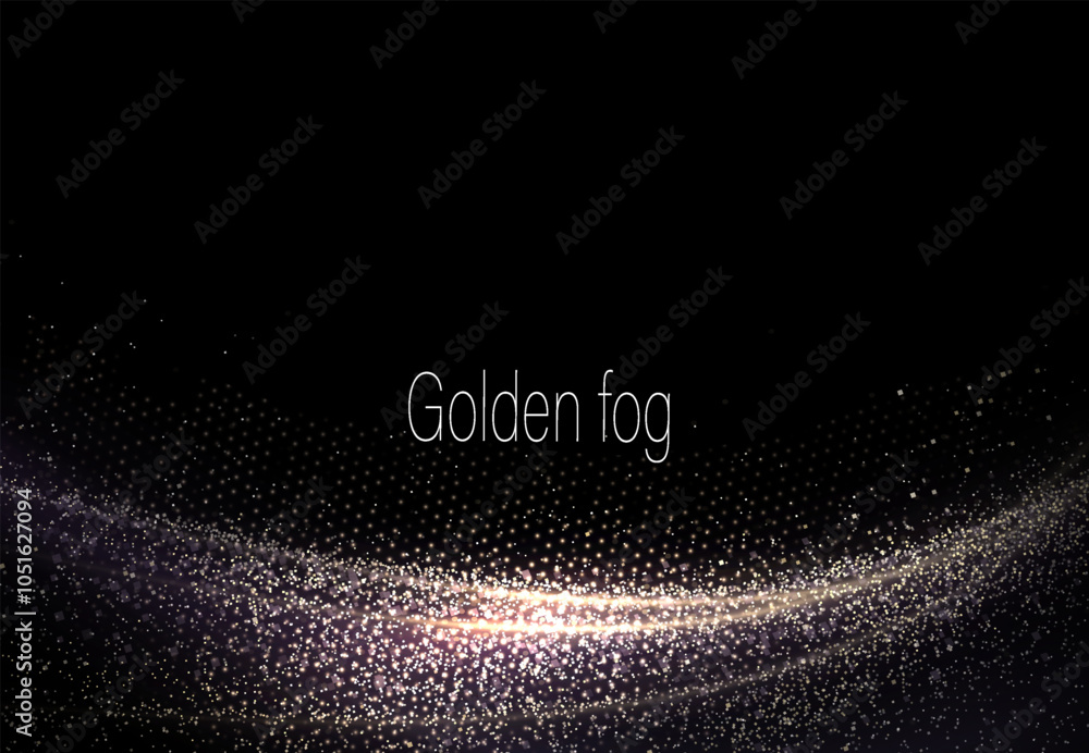 Canvas Prints design with isolated abstract golden tinsel on black background.