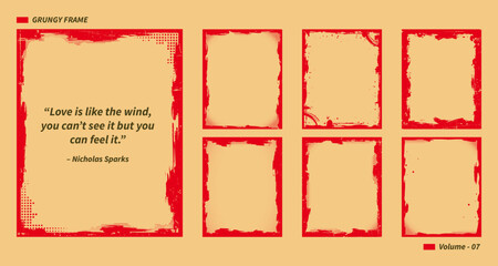 Detailed Grunge Photo frame in Black and white & Texture Background, Grunge border vector, Abstract overlay, Dirty and damaged backdrop, Vector graphic with transparent white ink Brush Frame Set.