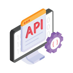 An isometric icon of api integration