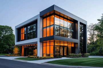 Obraz premium Modern Architectural Marvel at Dusk