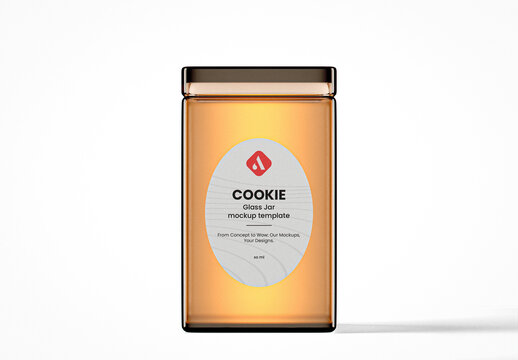 Amber Glass Rectangular Cookie Jar Mockup