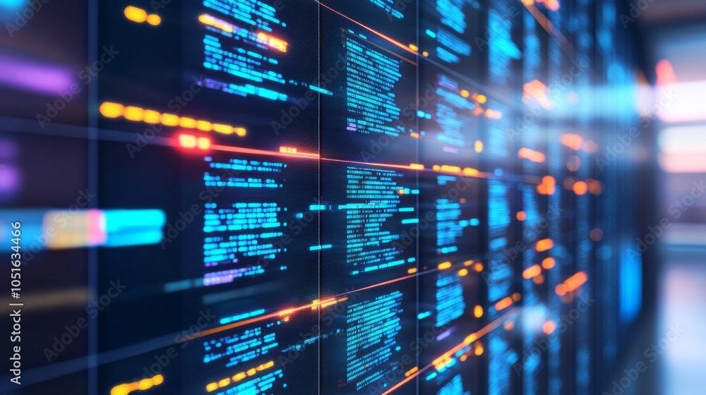 Poster abstract technology data screen with glowing code