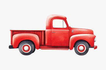 Vintage red pickup truck illustration