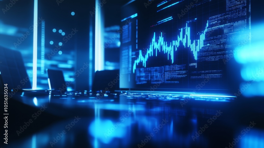 Poster futuristic data analytics dashboard in neon lights