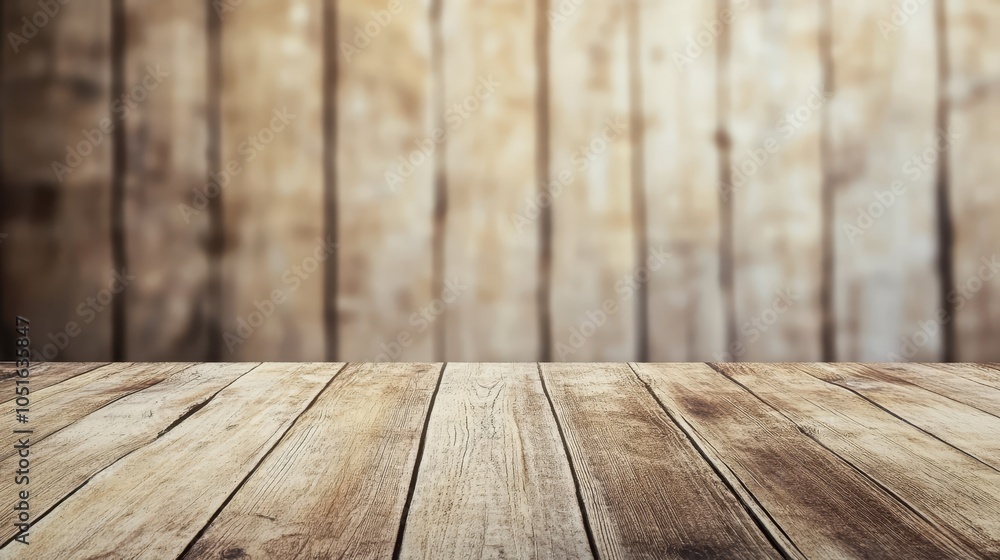 Poster rustic brown wooden tabletop texture with a soft blurred background for design and display purposes