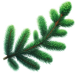 Obraz premium Detailed Close-Up of Evergreen Pine Branch with Lush Green Needles Isolated on Transparent Background